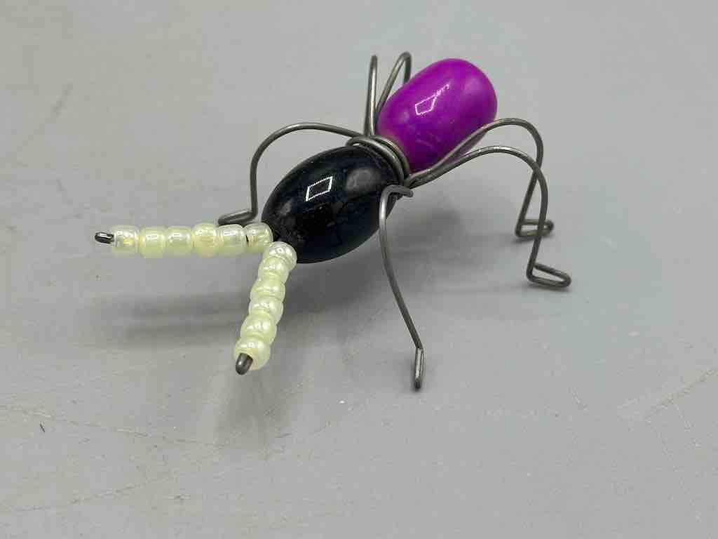 Beaded Wire Decor African Small Black/Grape Ant Insect