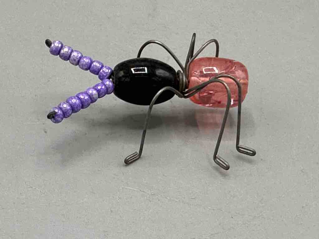 Beaded Wire Decor African Small Black/Peach Ant Insect