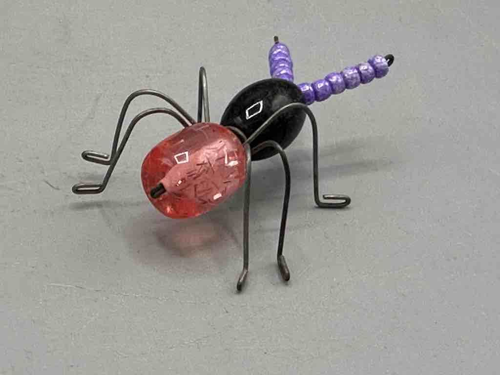 Beaded Wire Decor African Small Black/Peach Ant Insect