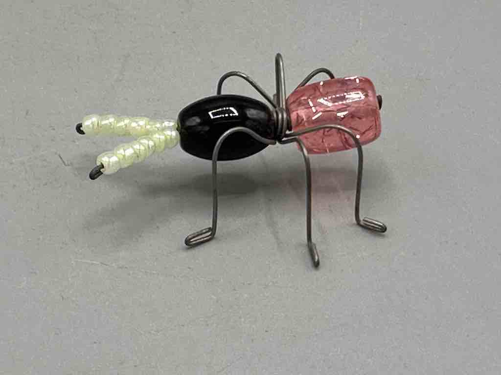 Beaded Wire Decor African Small Black/Peach Ant Insect