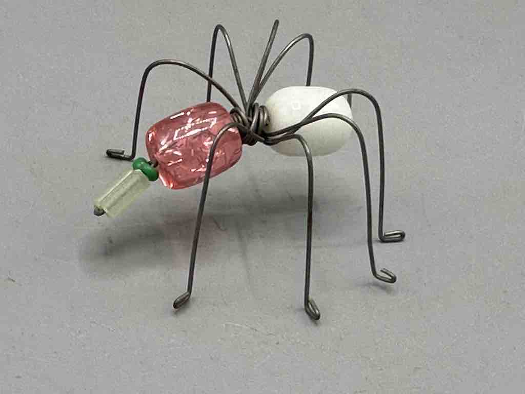 Beaded Wire Decor African Small Peach/White Spider Insect