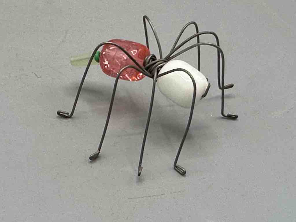 Beaded Wire Decor African Small Peach/White Spider Insect