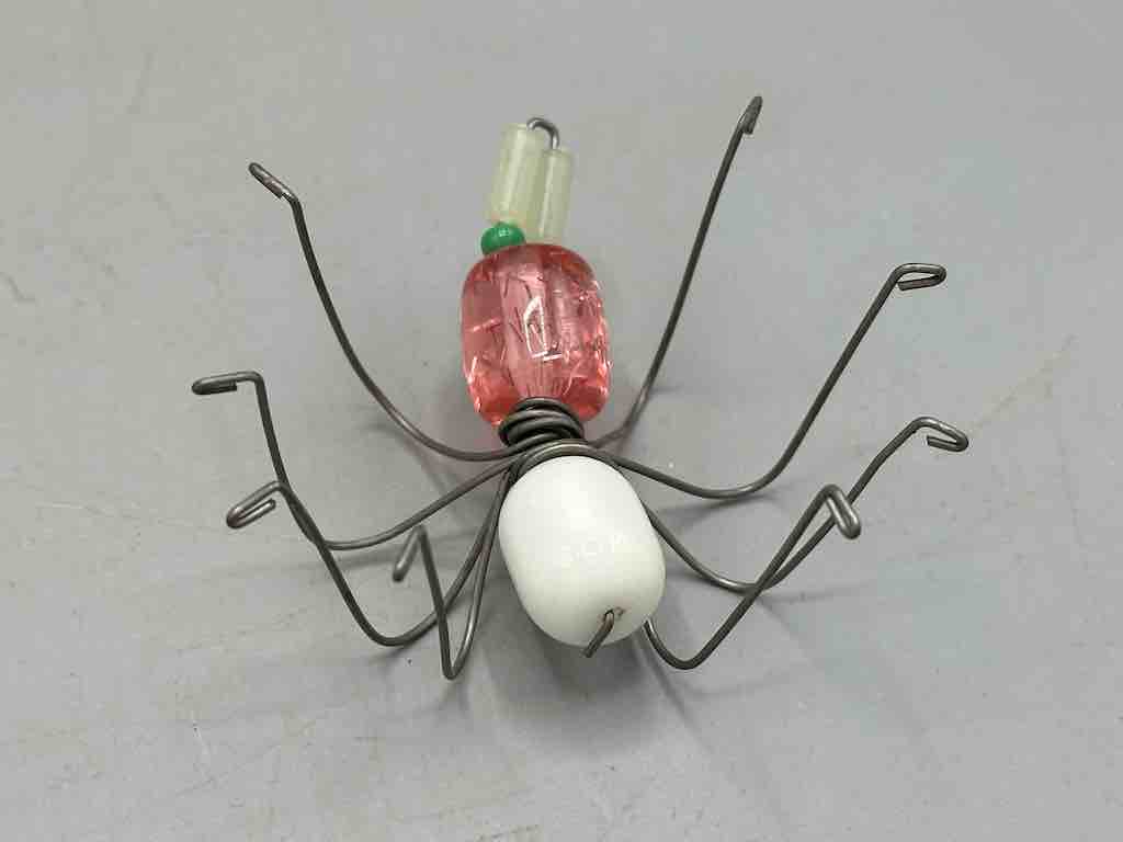 Beaded Wire Decor African Small Peach/White Spider Insect