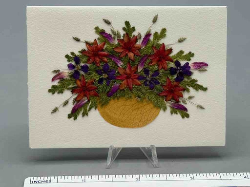 Handmade Pressed Dried Real Flower Small Gift Card - Floral Bouquet