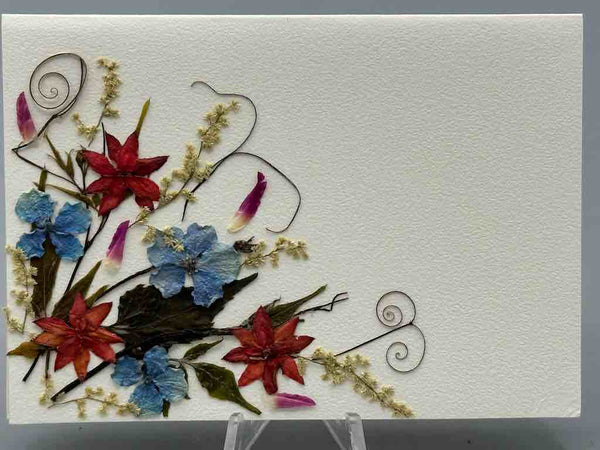 Handmade Pressed Dried Real Flower Small Gift Card - Floral Corner
