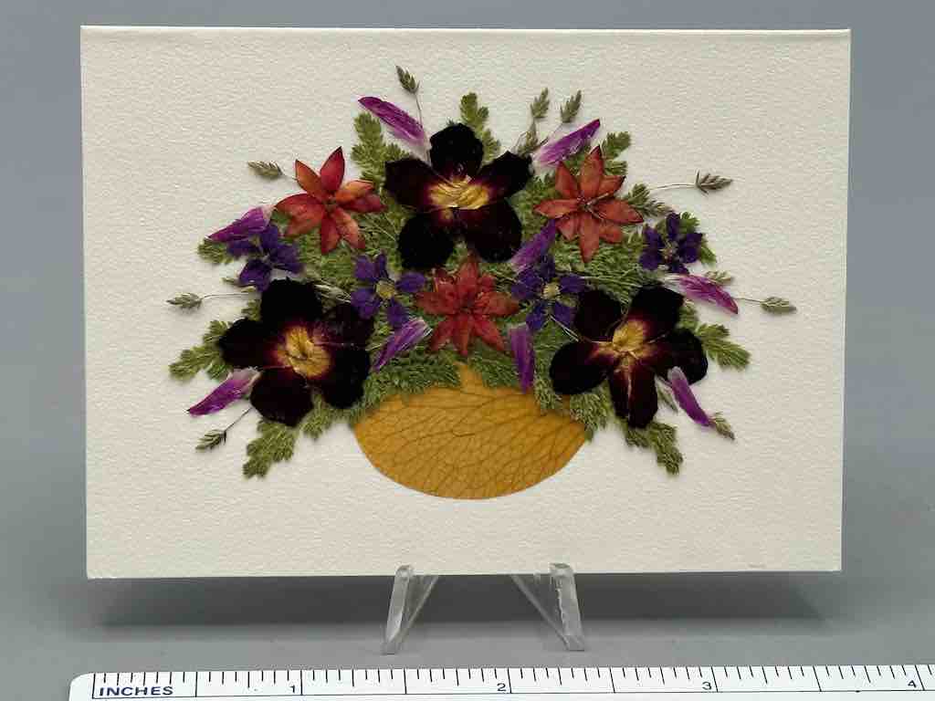 Handmade Pressed Dried Real Flower Small Gift Card - Floral Bouquet