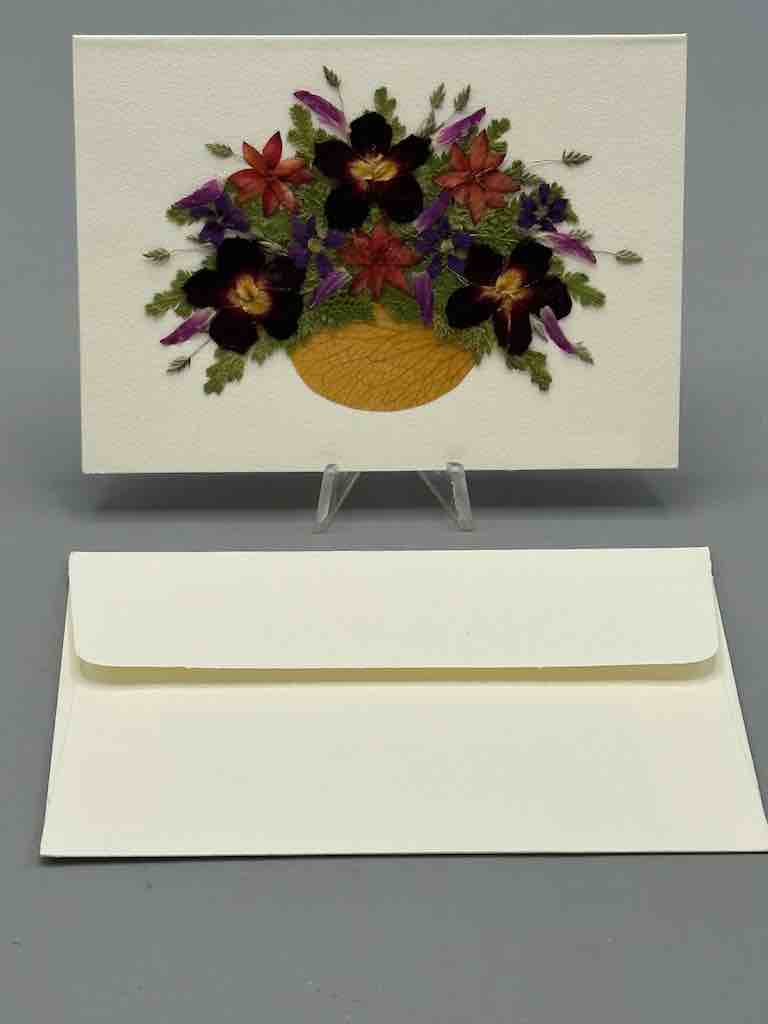 Handmade Pressed Dried Real Flower Small Gift Card - Floral Bouquet