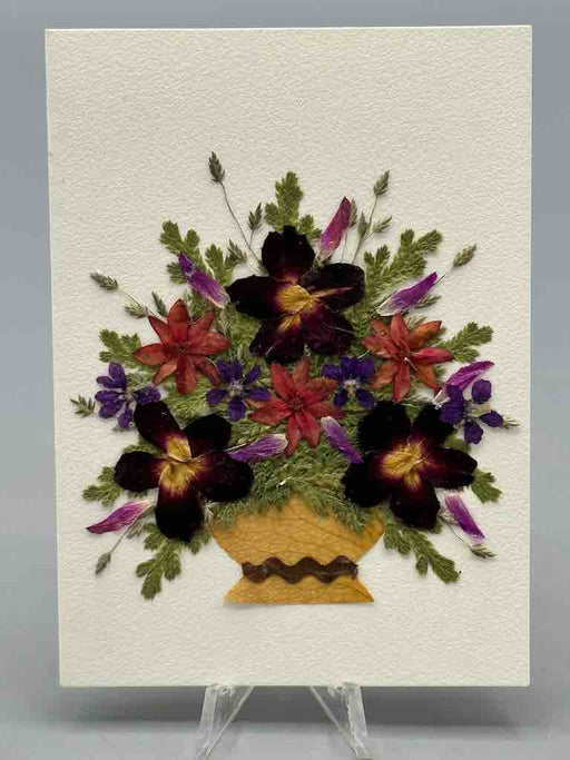 Handmade Pressed Dried Real Flower Small Gift Card - Floral Bouquet