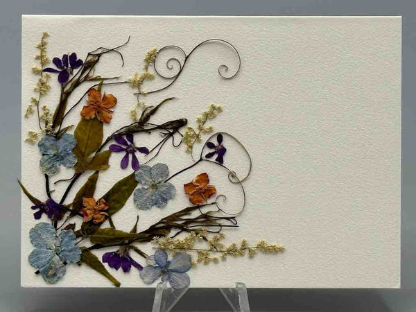 Handmade Pressed Dried Real Flower Small Gift Card - Floral Corner