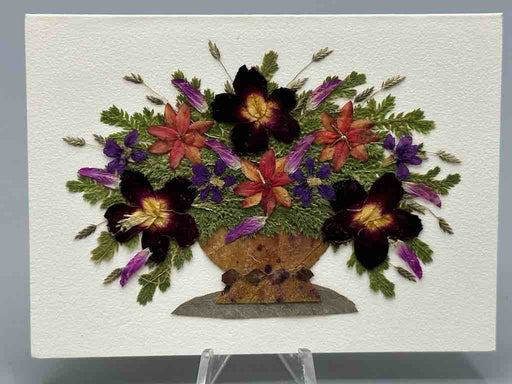 Handmade Pressed Dried Real Flower Small Gift Card - Floral Bouquet