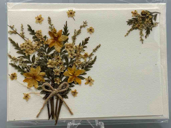Handmade Pressed Dried Real Flower Small Gift Card - Floral Hand Bouquet