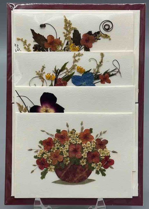 Handmade Pressed Dried Real Flower Small Gift Card - 4 Assorted Floral Designs