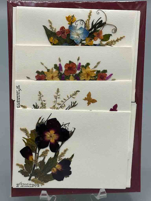 Handmade Pressed Dried Real Flower Small Gift Card - 4 Assorted Floral Designs