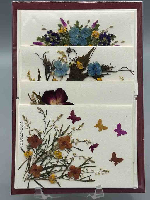 Handmade Pressed Dried Real Flower Small Gift Card - 4 Assorted Floral Designs