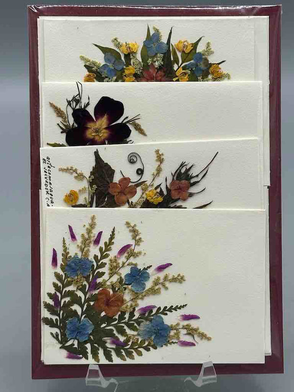 Handmade Pressed Dried Real Flower Small Gift Card - 4 Assorted Floral Designs