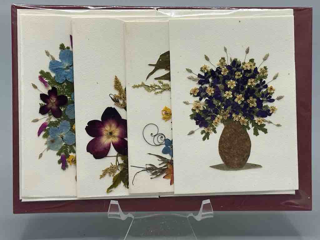 Handmade Pressed Dried Real Flower Small Gift Card - 4 Assorted Floral Designs