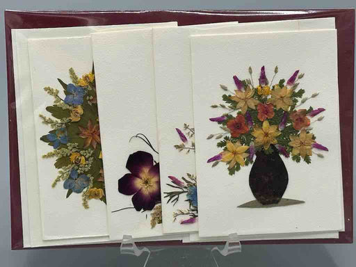 Handmade Pressed Dried Real Flower Small Gift Card - 4 Assorted Floral Designs