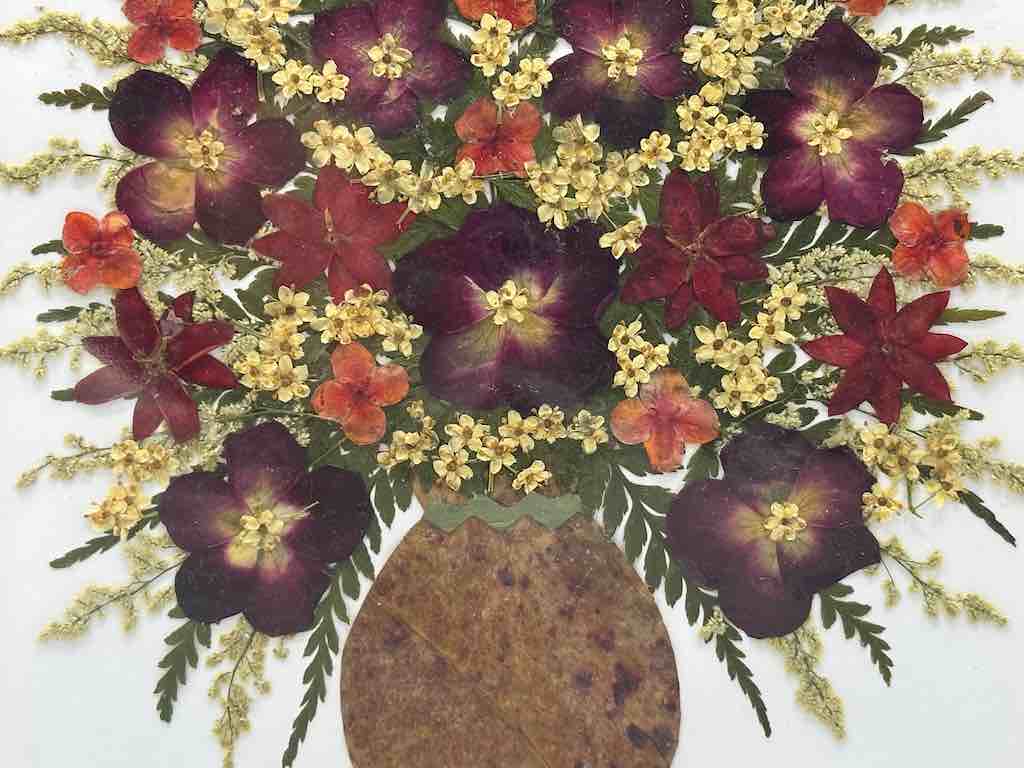 Handmade Pressed Dried Real Flower Framed Collage - Floral Bouquet