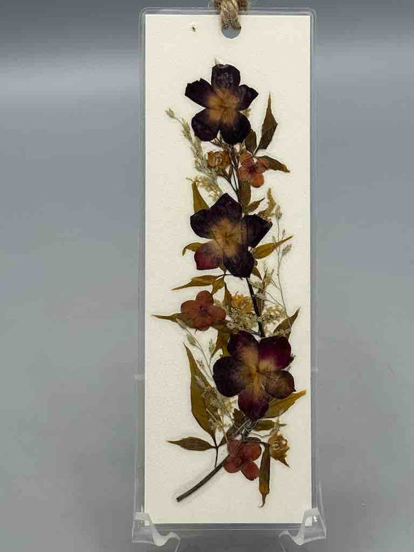 Handmade Pressed Dried Real Flower 1-sided bookmark - Floral Array
