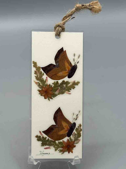 Handmade Pressed Dried Real Flower 1-sided bookmark - Butterflies Design