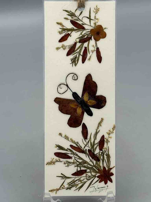 Handmade Pressed Dried Real Flower 1-sided bookmark - Butterfly Design
