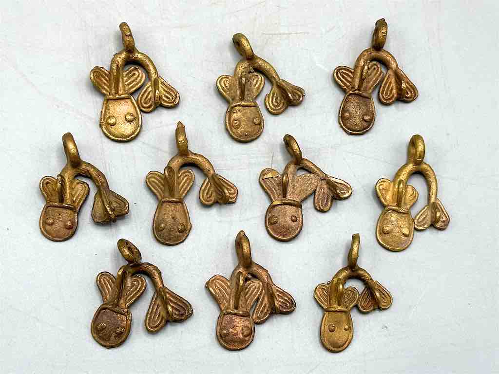 Half Dozen African Brass Mudfish Pendant - right oriented tail - Ghana