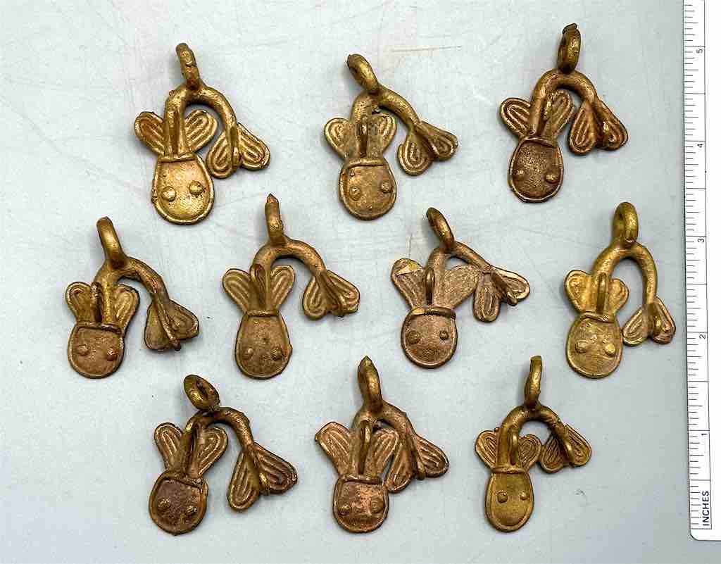 Half Dozen African Brass Mudfish Pendant - right oriented tail - Ghana