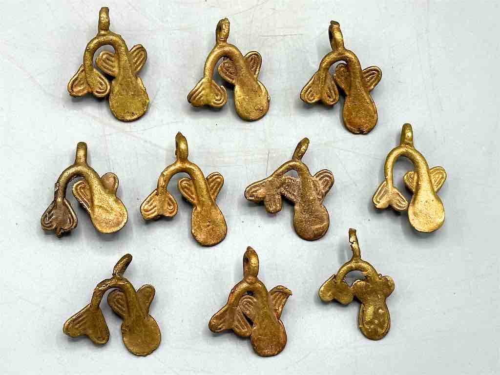 Half Dozen African Brass Mudfish Pendant - right oriented tail - Ghana