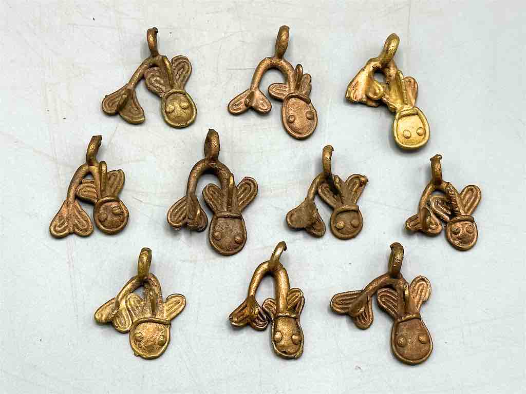 Half Dozen African Brass Mudfish Pendant - left oriented tail - Ghana