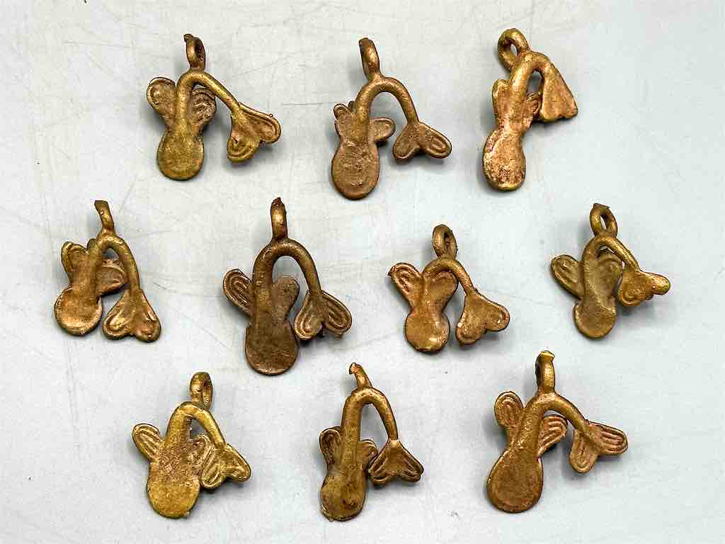 Half Dozen African Brass Mudfish Pendant - left oriented tail - Ghana