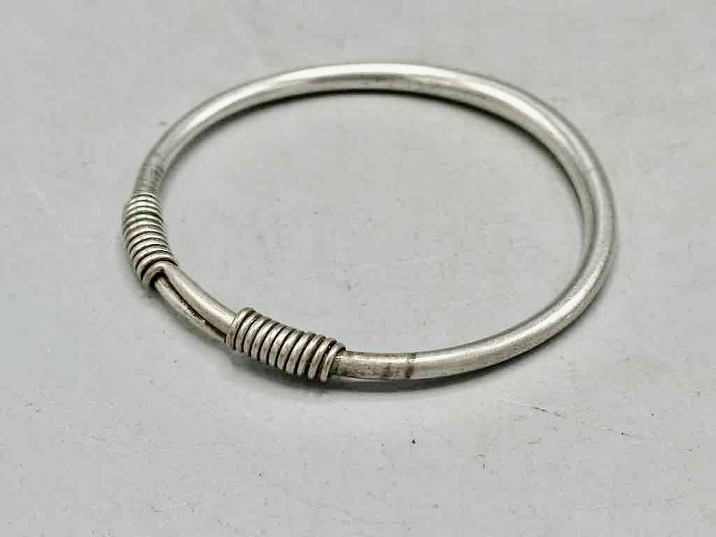 Handcrafted Coin Silver Torque Bracelet - Southwest China - late 20th Century