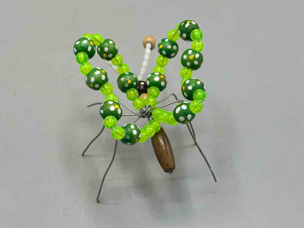 Beaded Wire Decor African Small Green Butterfly Insect