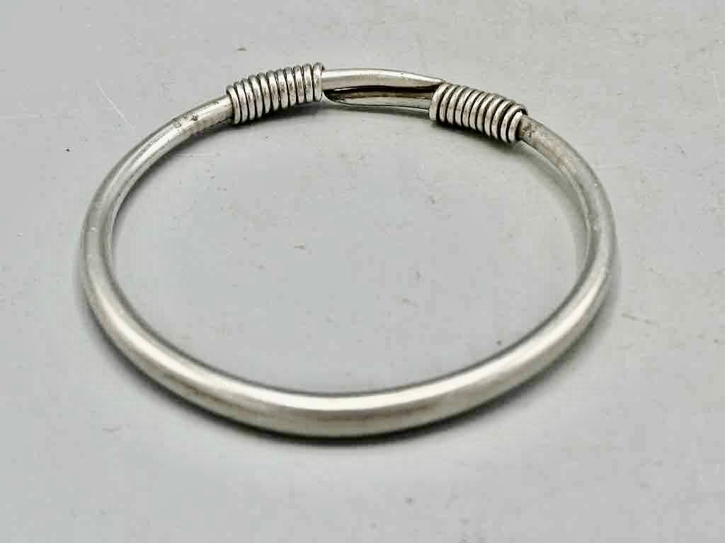 Handcrafted Coin Silver Torque Bracelet - Southwest China - late 20th Century