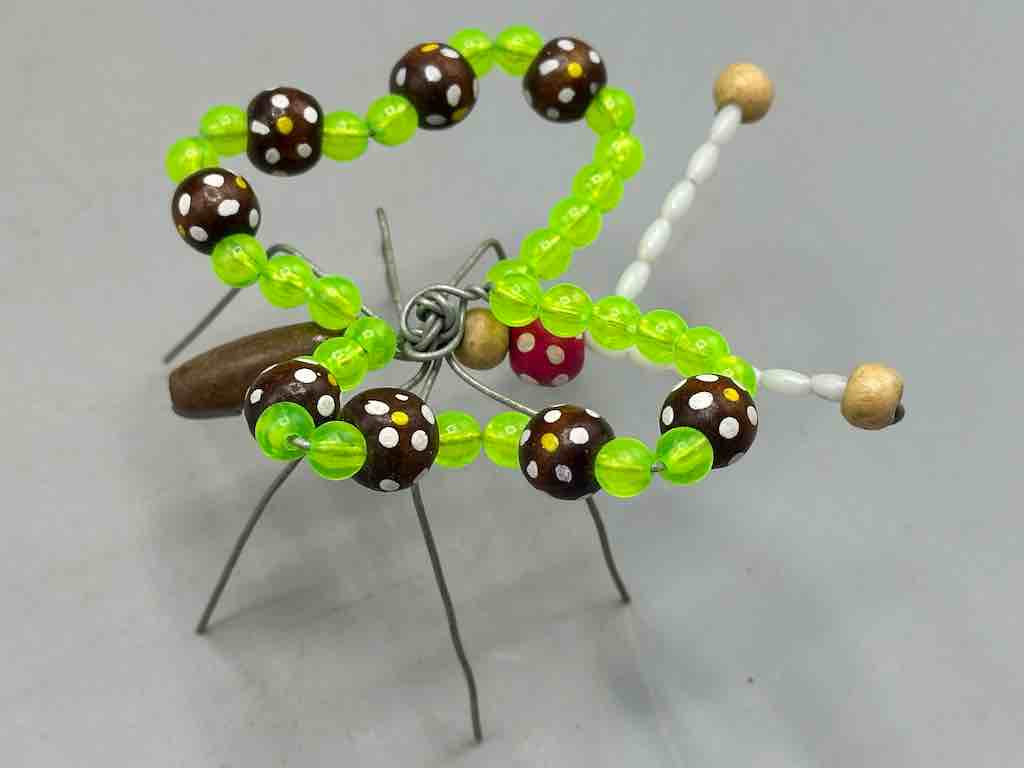 Beaded Wire Decor African Small Green Butterfly Insect