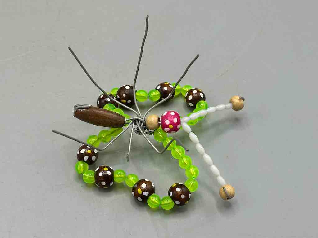 Beaded Wire Decor African Small Green Butterfly Insect