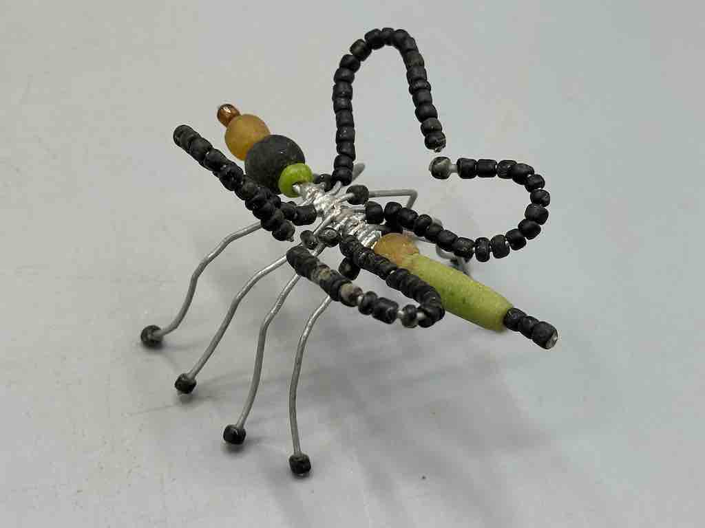 Beaded Wire Decor African Powderglass Black Butterfly Insect