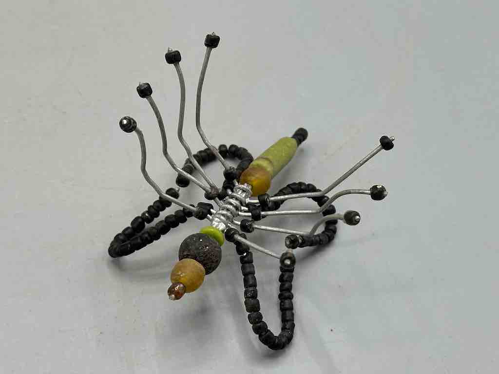 Beaded Wire Decor African Powderglass Black Butterfly Insect