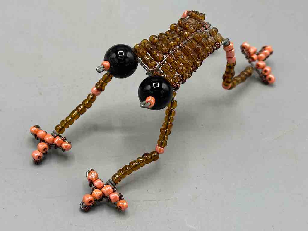 Recycled Beaded Wire Decor African Frog Sculpture