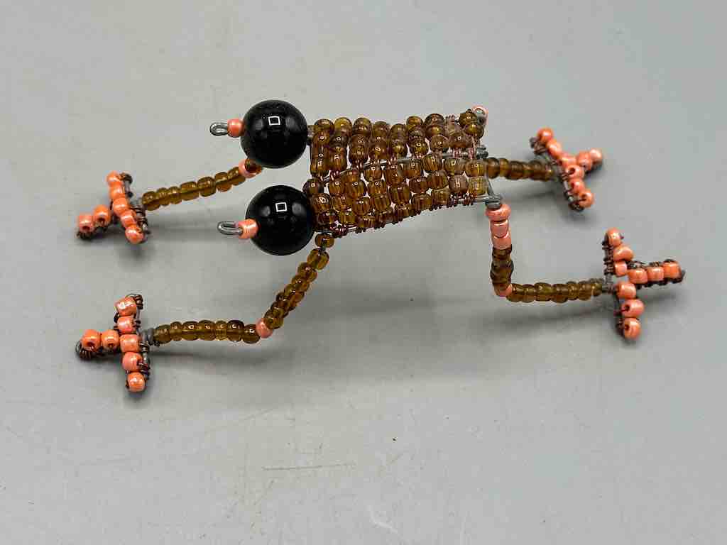 Recycled Beaded Wire Decor African Frog Sculpture