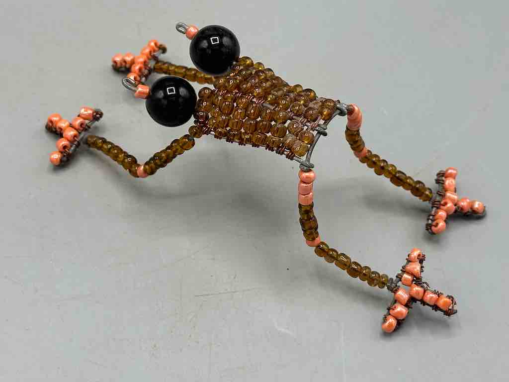 Recycled Beaded Wire Decor African Frog Sculpture