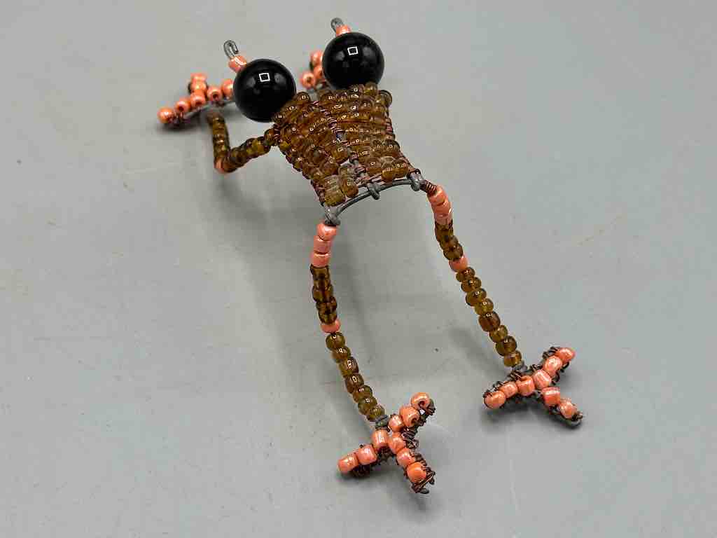 Recycled Beaded Wire Decor African Frog Sculpture