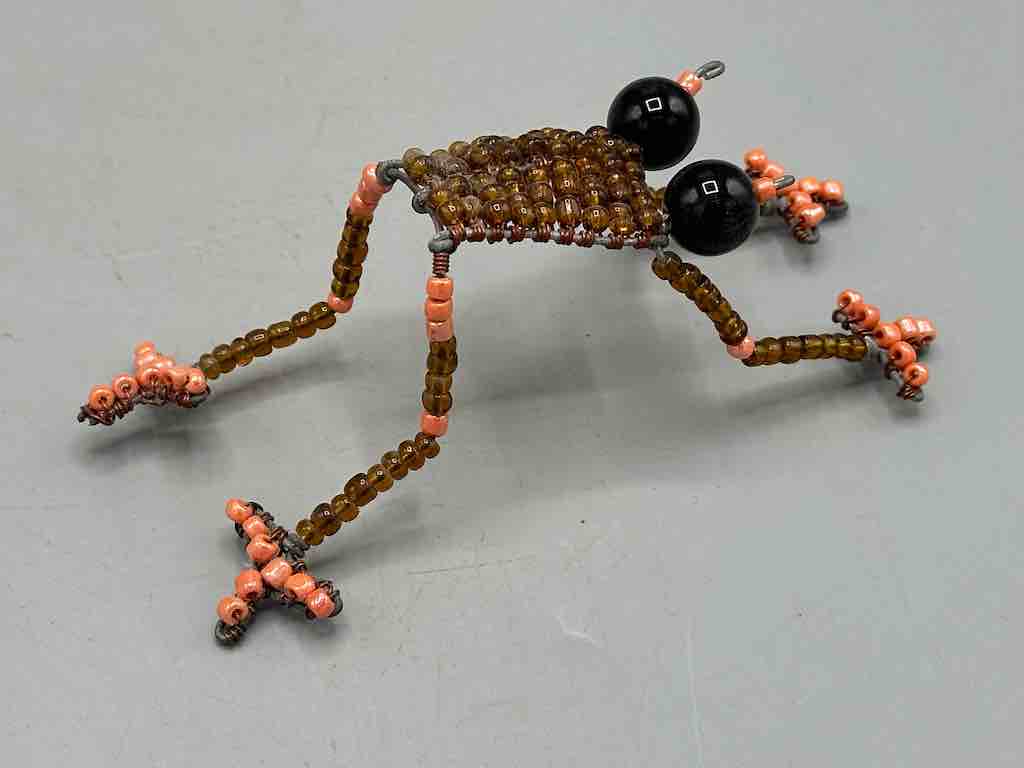 Recycled Beaded Wire Decor African Frog Sculpture