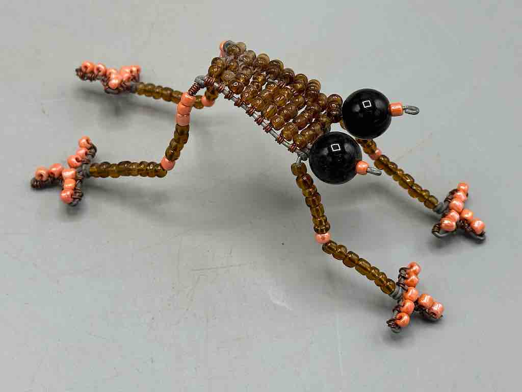 Recycled Beaded Wire Decor African Frog Sculpture