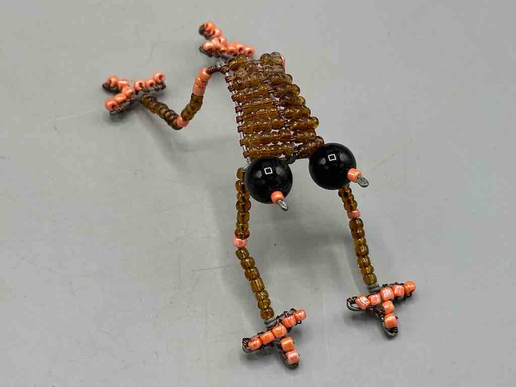 Recycled Beaded Wire Decor African Frog Sculpture