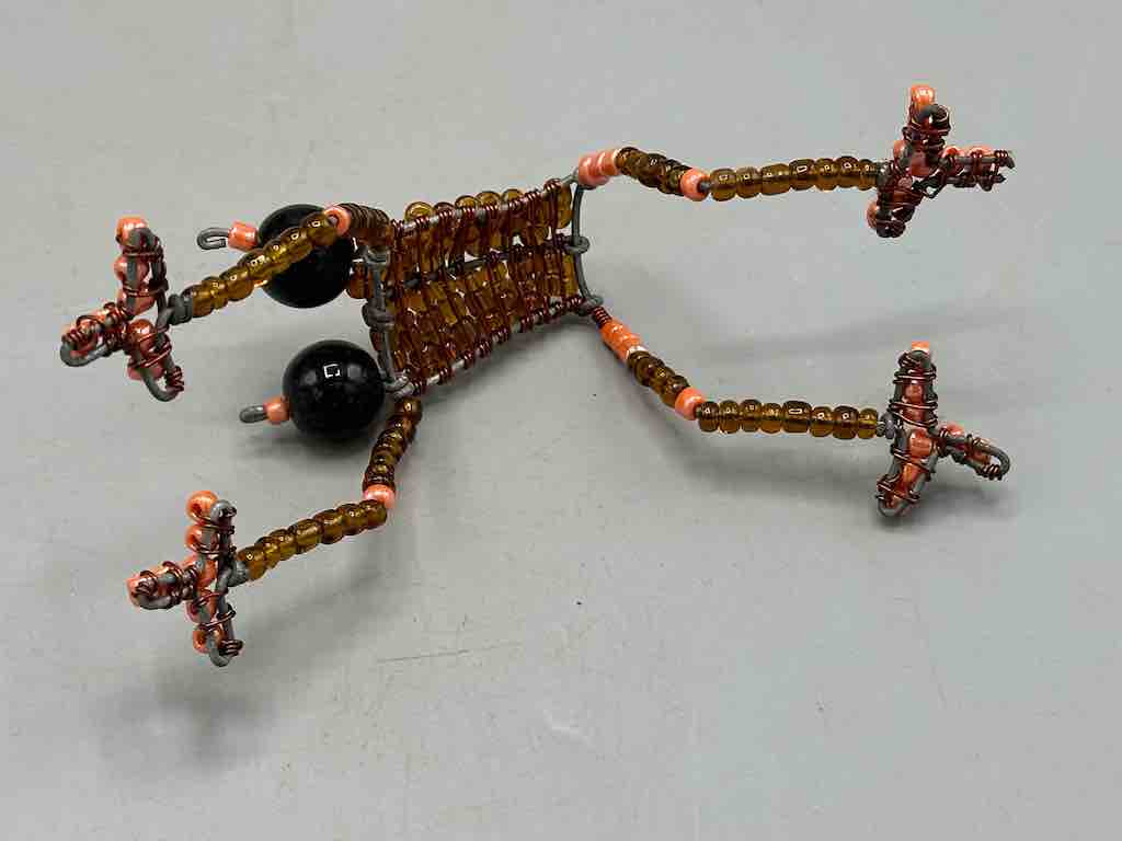 Recycled Beaded Wire Decor African Frog Sculpture