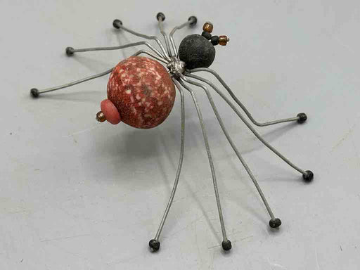 African Powderglass Bead Wire Decor Spider Insect Sculpture