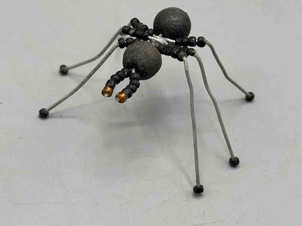 African Double Powderglass Bead Wire Decor 6-Leg Spider Insect Sculpture