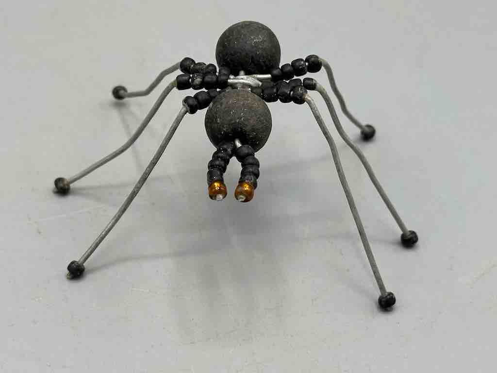 African Double Powderglass Bead Wire Decor 6-Leg Spider Insect Sculpture