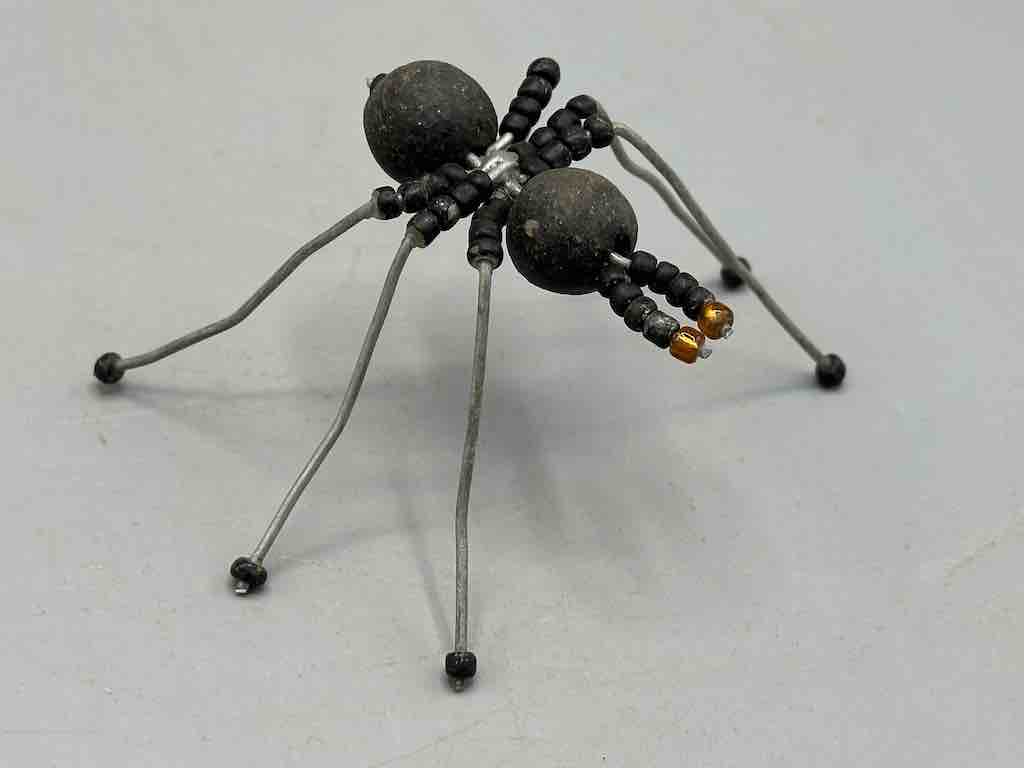 African Double Powderglass Bead Wire Decor 6-Leg Spider Insect Sculpture