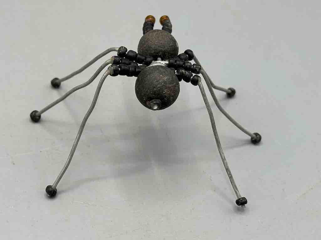 African Double Powderglass Bead Wire Decor 6-Leg Spider Insect Sculpture